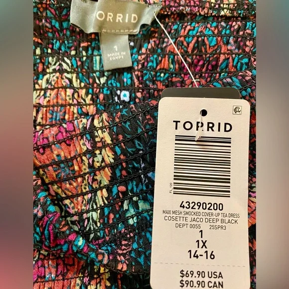 🩷 Torrid Mesh Smocked Swim Maxi Cover Up - Soze 1X - NWT! - Picture 7 of 8